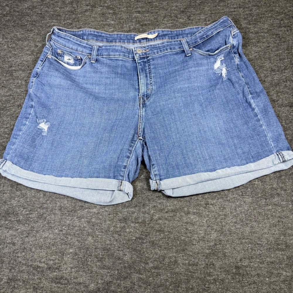Levi's‎ Classic Women's Denim Shorts Blue Distressed Cuffed Size 22W